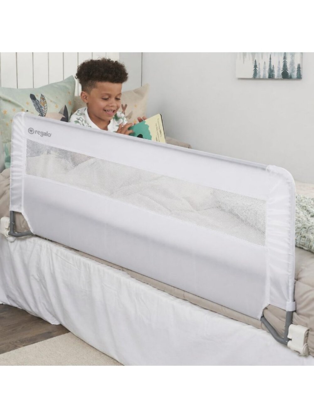 Extra Long Toddler Bed Rail Guard - 54” Swing Down Safety Rail for Twin, Full